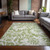 3' X 5' Green and Ivory Floral Washable Non Skid Indoor Outdoor Area Rug