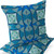 Set of Two 16" X 16" Blue and Green Blown Seam Eclectic Indoor Outdoor Throw Pillow Polyester Premium Quality