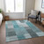 3' X 5' Teal Blue Aqua And Gray Striped Washable Indoor Outdoor Area Rug - Teal Blue, Aqua, Gray