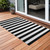 2' X 3' Black and White Striped Washable Indoor Outdoor Area Rug