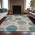 5' X 8' Teal Blue Ivory And Pale Aqua Geometric Washable Indoor Outdoor Area Rug