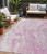 5' X 8' Pink And Silver Abstract Washable Indoor Outdoor Area Rug