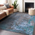 5' X 8' Teal Blue Taupe And Sky Blue Abstract Washable Indoor Outdoor Area Rug