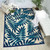 5' X 8' Navy Blue And Ivory Palm Leaf Indoor Outdoor Area Rug