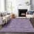 5' X 8' Purple And Lavender Striped Washable Indoor Outdoor Area Rug