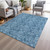 3' X 5' Blue And Denim Blue Floral Washable Indoor Outdoor Area Rug - Blue, Denim Blue