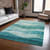 3' X 5' Teal Blue And Aqua Abstract Washable Indoor Outdoor Area Rug Transitional Style - Teal Blue, Aqua Color
