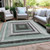 3' X 5' Pale Aqua Ivory And Gray Geometric Washable Indoor Outdoor Area Rug
