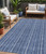 5' X 8' Denim Blue And Ivory Striped Washable Indoor Outdoor Area Rug