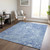 3' X 5' Sky Blue And Navy Blue Abstract Washable Indoor Outdoor Area Rug
