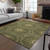 3' X 5' Olive Green Artichoke Green And Gold Floral Medallion Washable Indoor Outdoor Area Rug
