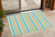 3' X 5' Teal Yellow and Green Striped Washable Non Skid Indoor Outdoor Area Rug