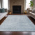 5' X 8' Sky Blue And Silver Abstract Washable Indoor Outdoor Area Rug