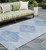8' Runner Blue Geometric Washable Non Skid Indoor Outdoor Runner Rug - Blue