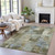 5' X 8' Green Gray And Sky Blue Abstract Washable Indoor Outdoor Area Rug