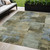 5' X 8' Green Gray And Sky Blue Abstract Washable Indoor Outdoor Area Rug