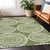 3' X 5' Green And Ivory Geometric Washable Indoor Outdoor Area Rug Transitional Style - Green, Ivory Color