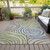 5' X 8' Beige Taupe And Green Abstract Washable Indoor Outdoor Area Rug