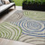 5' X 8' Beige Taupe And Green Abstract Washable Indoor Outdoor Area Rug