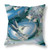 20" X 20" Blue and White Bird Blown Seam Floral Indoor Outdoor Throw Pillow Polyester and Cotton Blend