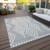 3' X 5' Silver And Ivory Geometric Washable Indoor Outdoor Area Rug - 608219328245