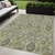 5' X 8' Artichoke Green And Gray Damask Washable Indoor Outdoor Area Rug