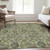 5' X 8' Artichoke Green And Gray Damask Washable Indoor Outdoor Area Rug