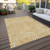 3' X 5' Gold And Ivory Abstract Washable Indoor Outdoor Area Rug Transitional Style - Gold, Ivory Color