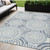 5' X 8' Blue And Ivory Geometric Washable Indoor Outdoor Area Rug Transitional Style - Blue, Ivory Color