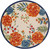 8' Ivory Orange and Blue Round Floral Indoor Outdoor Area Rug