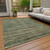 3' X 5' Fern Green And Charcoal Striped Washable Indoor Outdoor Area Rug
