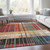 5' X 8' Beige Red And Yellow Striped Washable Indoor Outdoor Area Rug