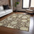 5' X 8' Chocolate And Beige Floral Washable Indoor Outdoor Area Rug - Chocolate, Beige