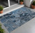 3' X 5' Blue and Dark Blue Abstract Washable Indoor Outdoor Area Rug