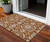 3' X 5' Orange Taupe And Gold Floral Washable Indoor Outdoor Area Rug