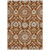 3' X 5' Orange Taupe And Gold Floral Washable Indoor Outdoor Area Rug