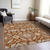 3' X 5' Orange Taupe And Gold Floral Washable Indoor Outdoor Area Rug
