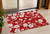 3' X 5' Red Ivory And Gray Floral Washable Indoor Outdoor Area Rug