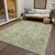 5' X 8' Artichoke Green Gray And Ivory Oriental Washable Indoor Outdoor Area Rug