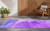 8' Purple Abstract Washable Non Skid Indoor Outdoor Runner Rug