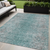 5' X 8' Teal Blue Gray And Charcoal Oriental Washable Indoor Outdoor Area Rug - Teal Blue, Gray, Charcoal