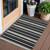 3' X 5' Black Ivory And Gray Striped Washable Indoor Outdoor Area Rug