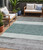 5' X 8' Teal Blue Off White And Gray Abstract Washable Indoor Outdoor Area Rug