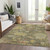3' X 5' Artichoke Green Coral And Brown Floral Washable Indoor Outdoor Area Rug