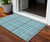 3' X 5' Teal Blue Ivory And Brown Plaid Washable Indoor Outdoor Area Rug