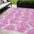 5' X 8' Pink Blush And Mauve Abstract Washable Indoor Outdoor Area Rug