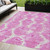 5' X 8' Pink Blush And Mauve Abstract Washable Indoor Outdoor Area Rug