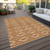 3' X 5' Copper And Ivory Geometric Washable Indoor Outdoor Area Rug