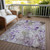 5' X 8' Purple Lavender And Artichoke Green Floral Washable Indoor Outdoor Area Rug