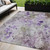 5' X 8' Purple Lavender And Artichoke Green Floral Washable Indoor Outdoor Area Rug